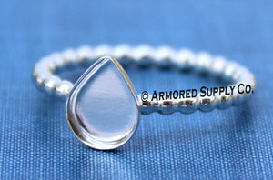 Silver Beaded 10x15mm Plain Pear Bezel Ring Blank