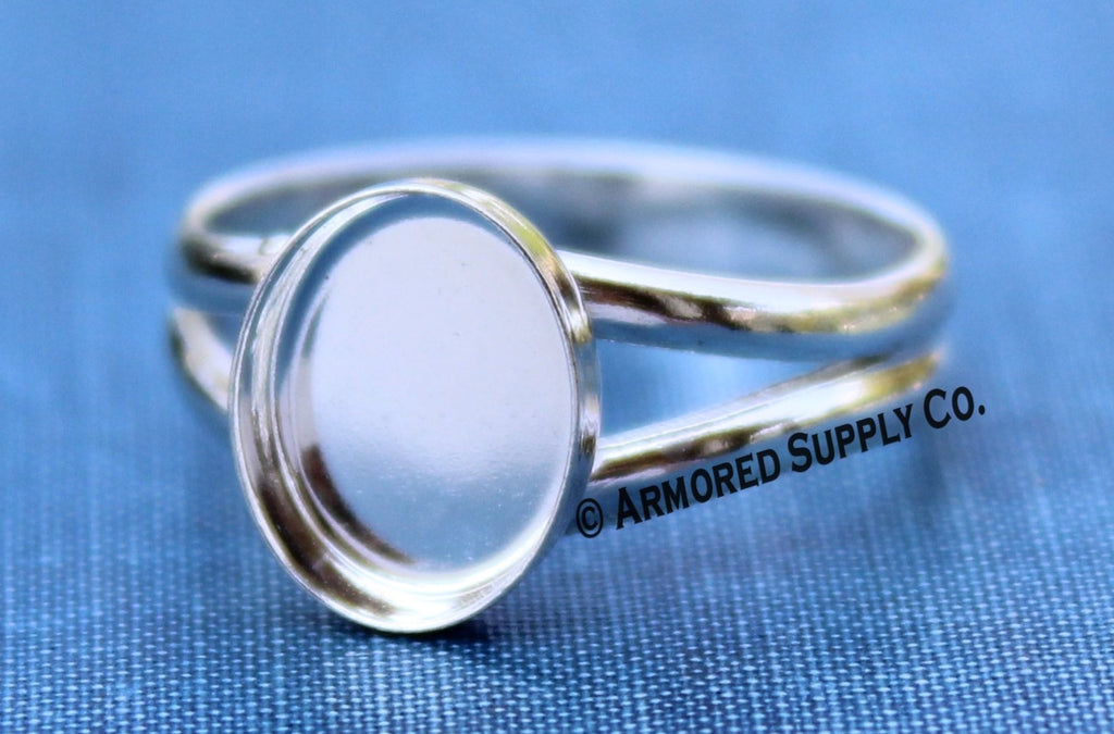 7x5 Oval Bezel Sterling Silver Split Shank Ring Band blank