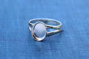 7x5 Oval Bezel Sterling Silver Split Shank Ring Band blank