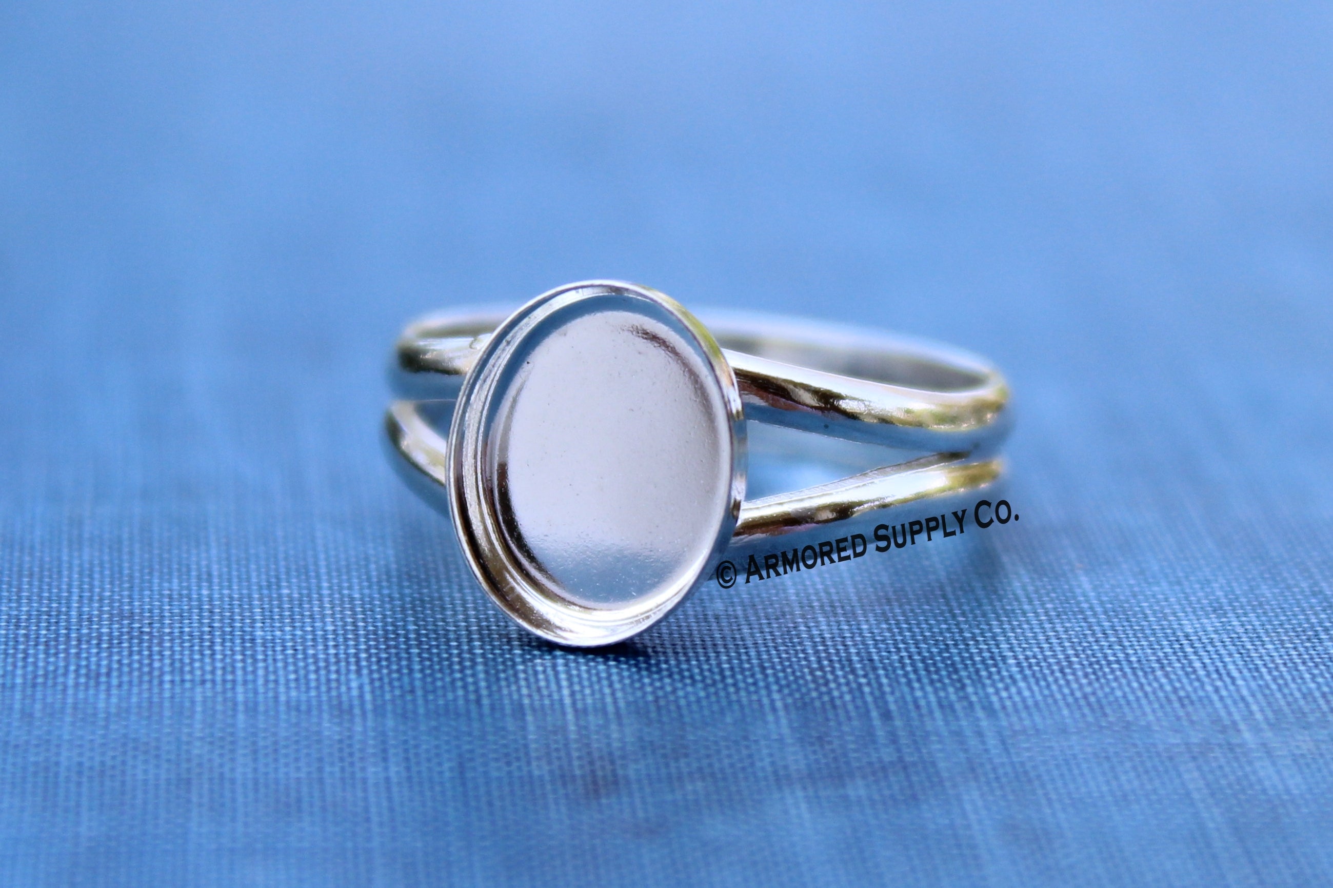 10x8mm Oval Bezel Sterling Silver Split Shank Ring Band blank
