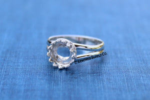 10mm Crown Round Bezel Sterling Silver Split Shank Ring Band blank