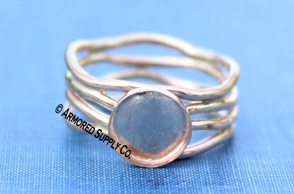 Gold Filled Wide Wave Round Bezel Cup Ring blank Silver