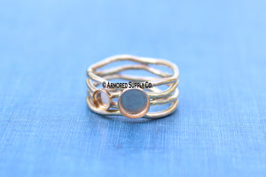 ROSE Gold-Filled Double Bezel Wide Wave Ring Blank