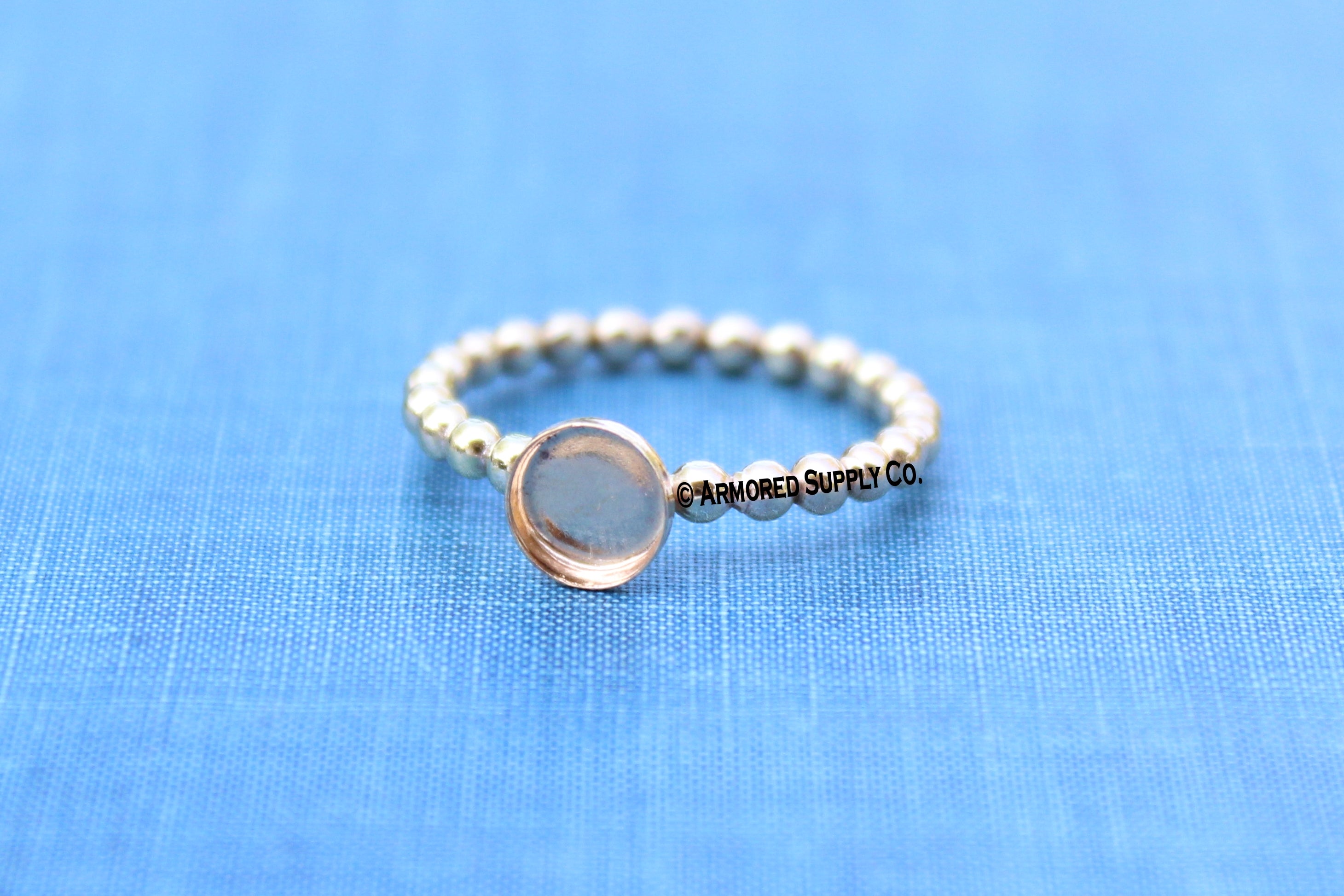 3mm Gold Filled Beaded Bezel Cup Ring blank