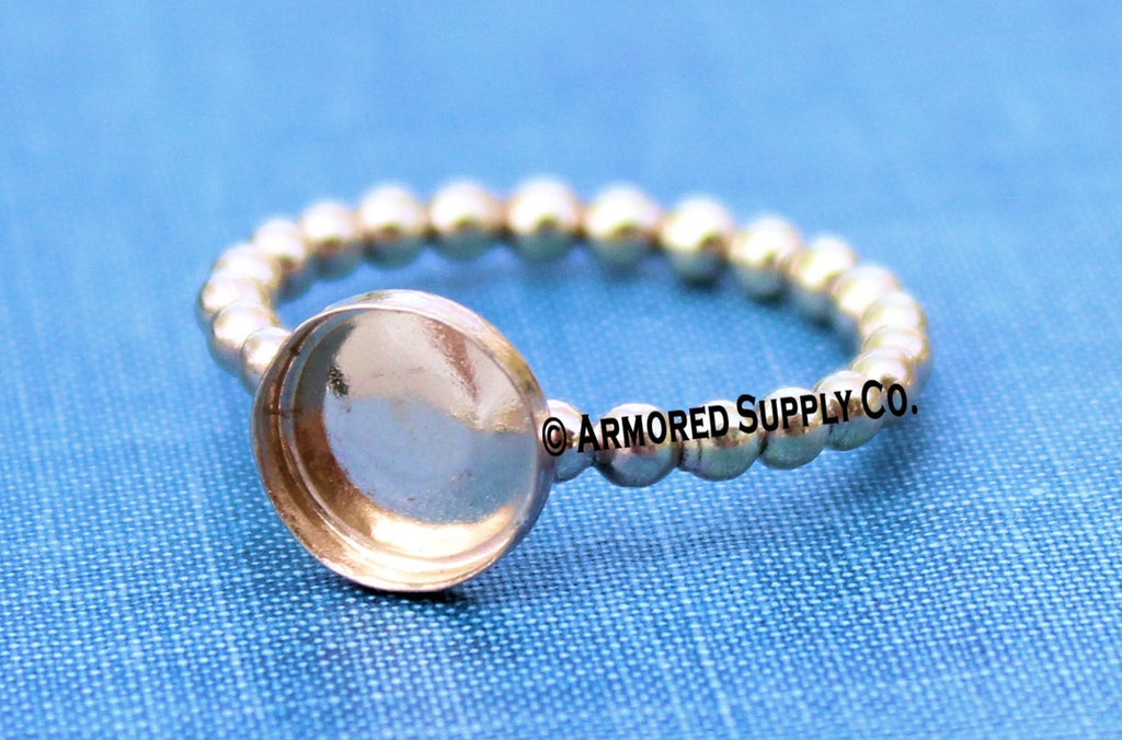8mm Gold Filled Beaded Bezel Cup Ring blank