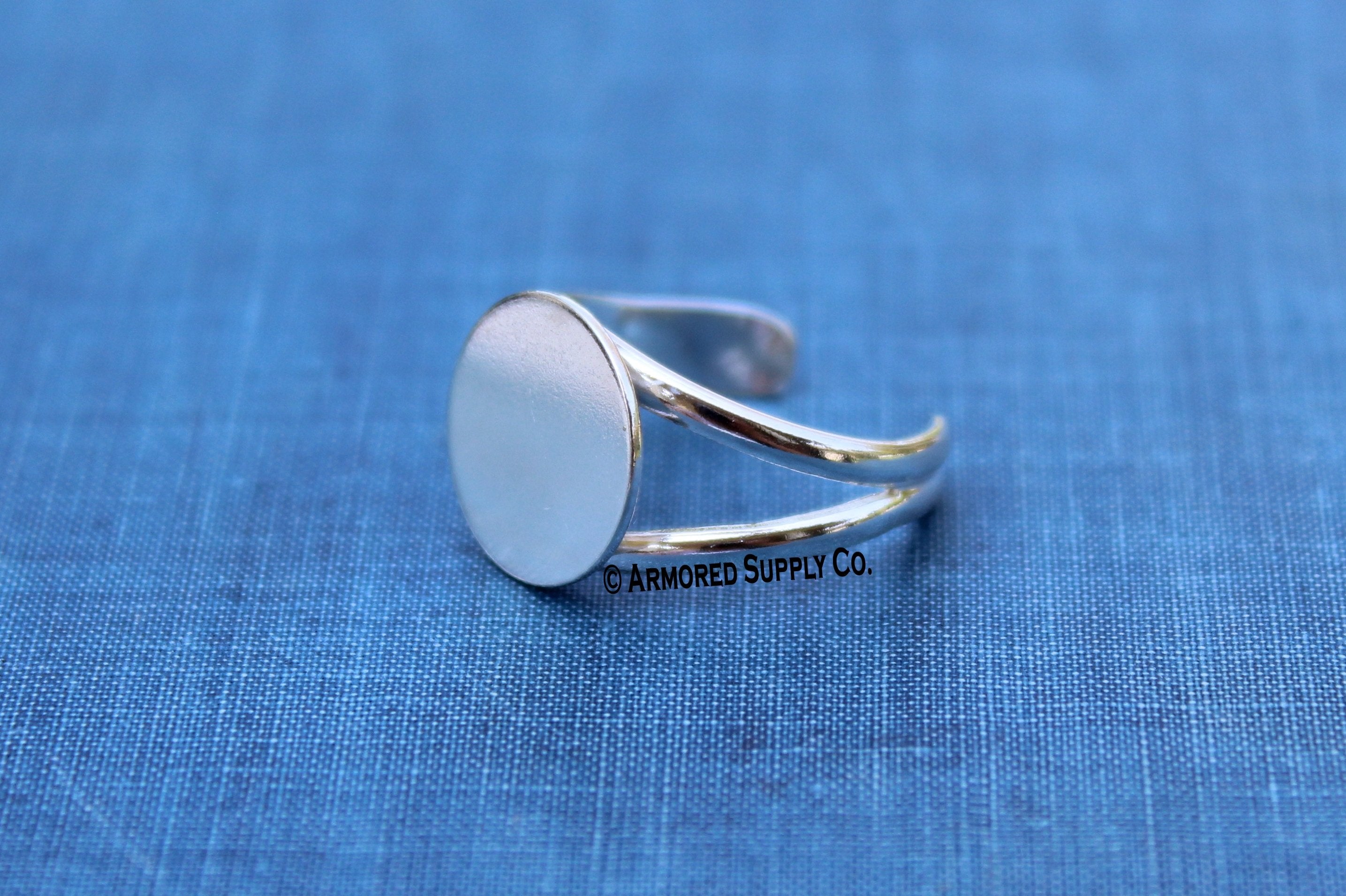 Sterling Silver Split Shank Cuff Ring 12.7mm Disc Pad Ring Blank