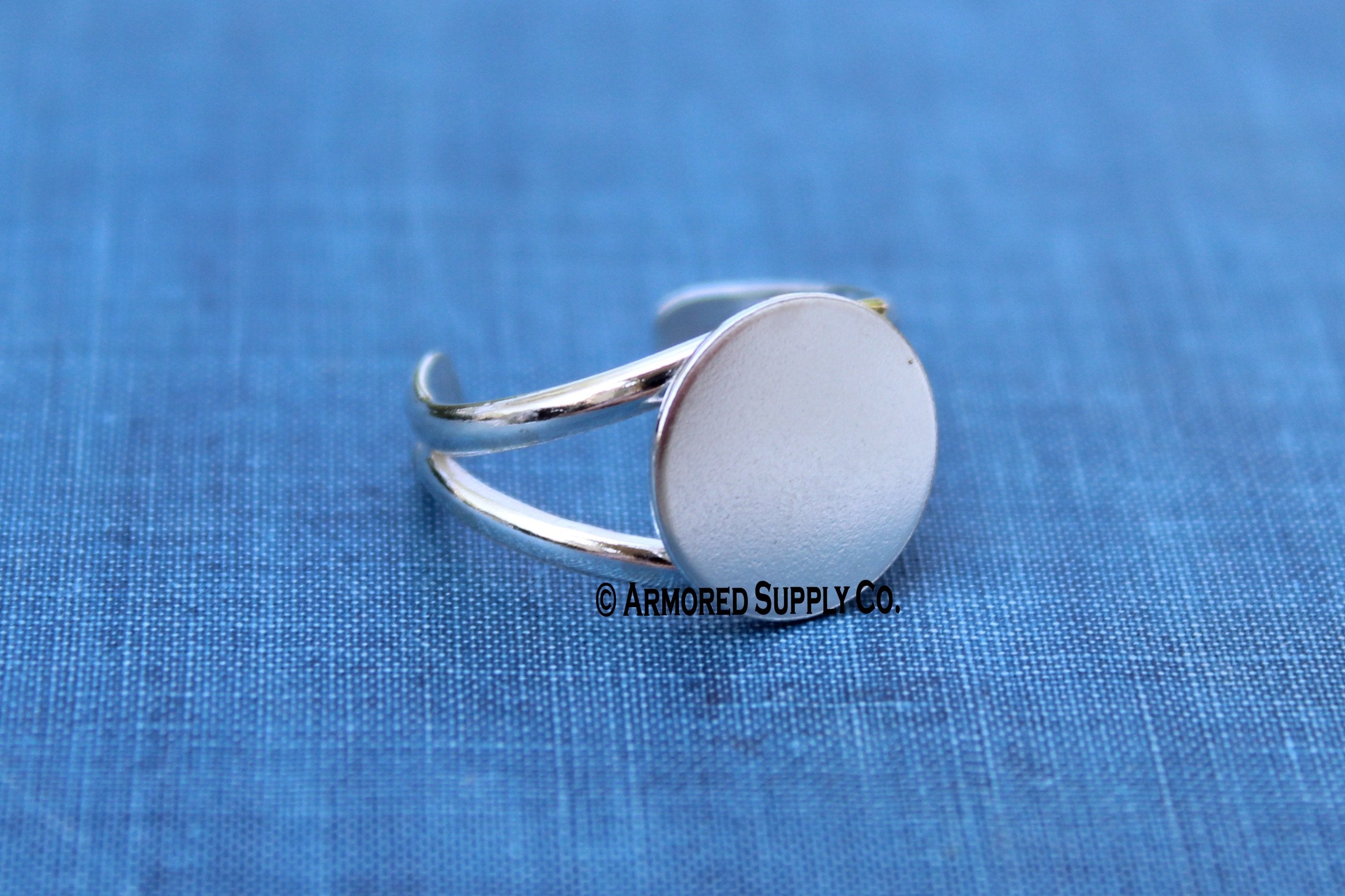 Sterling Silver Split Shank Cuff Ring 12.7mm Disc Pad Ring Blank