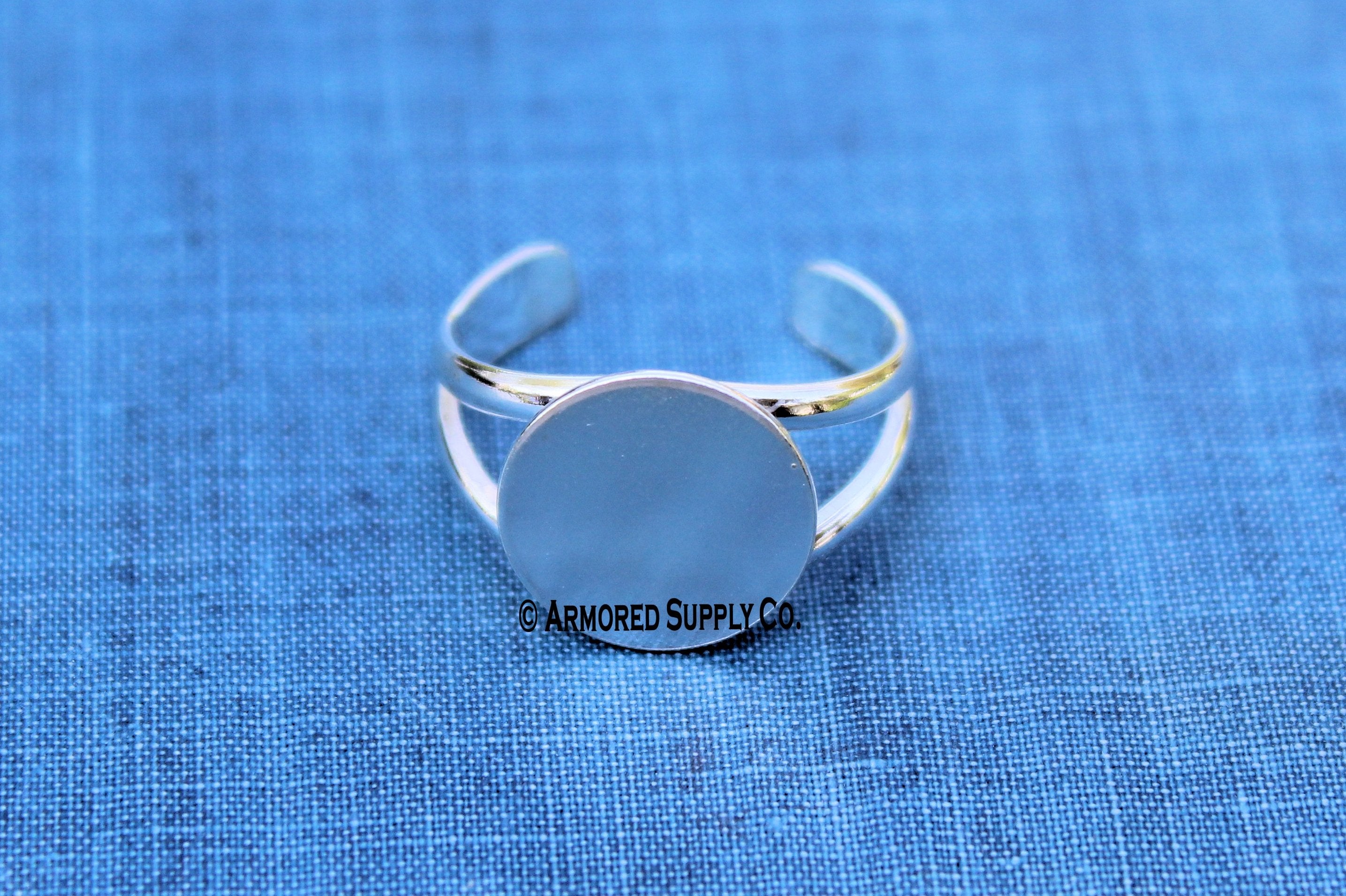 Sterling Silver Split Shank Cuff Ring 12.7mm Disc Pad Ring Blank