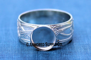 Floral #3 Plain round Bezel Cup Ring blank Silver