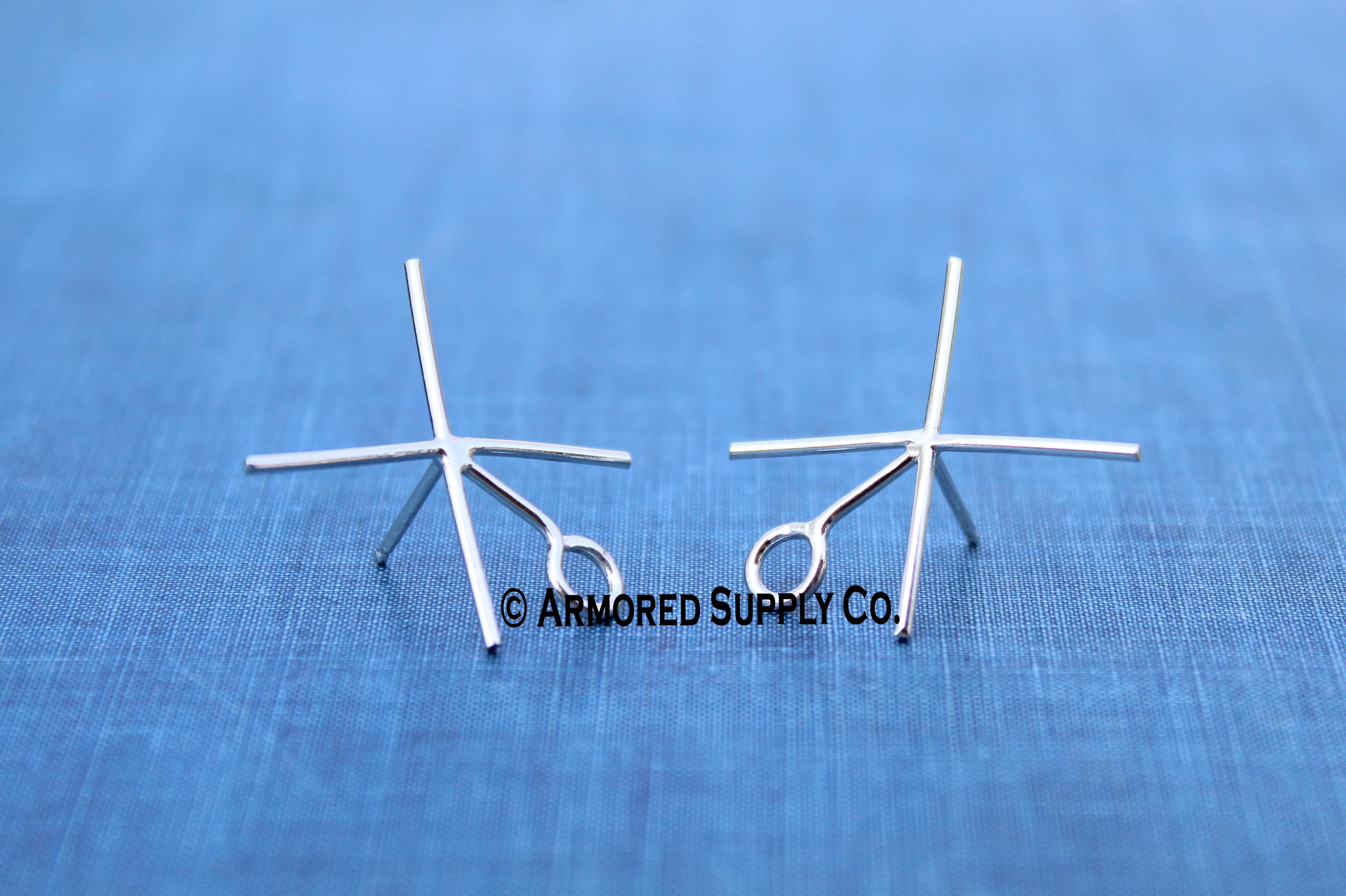 Silver Claw Prong With LOOP Stud Earring Blanks, 4 Prong Setting