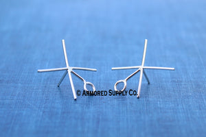 Silver Claw Prong With LOOP Stud Earring Blanks, 4 Prong Setting