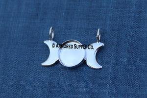 Silver Plain Triple Moon Phase Bezel Cup Pendant Setting