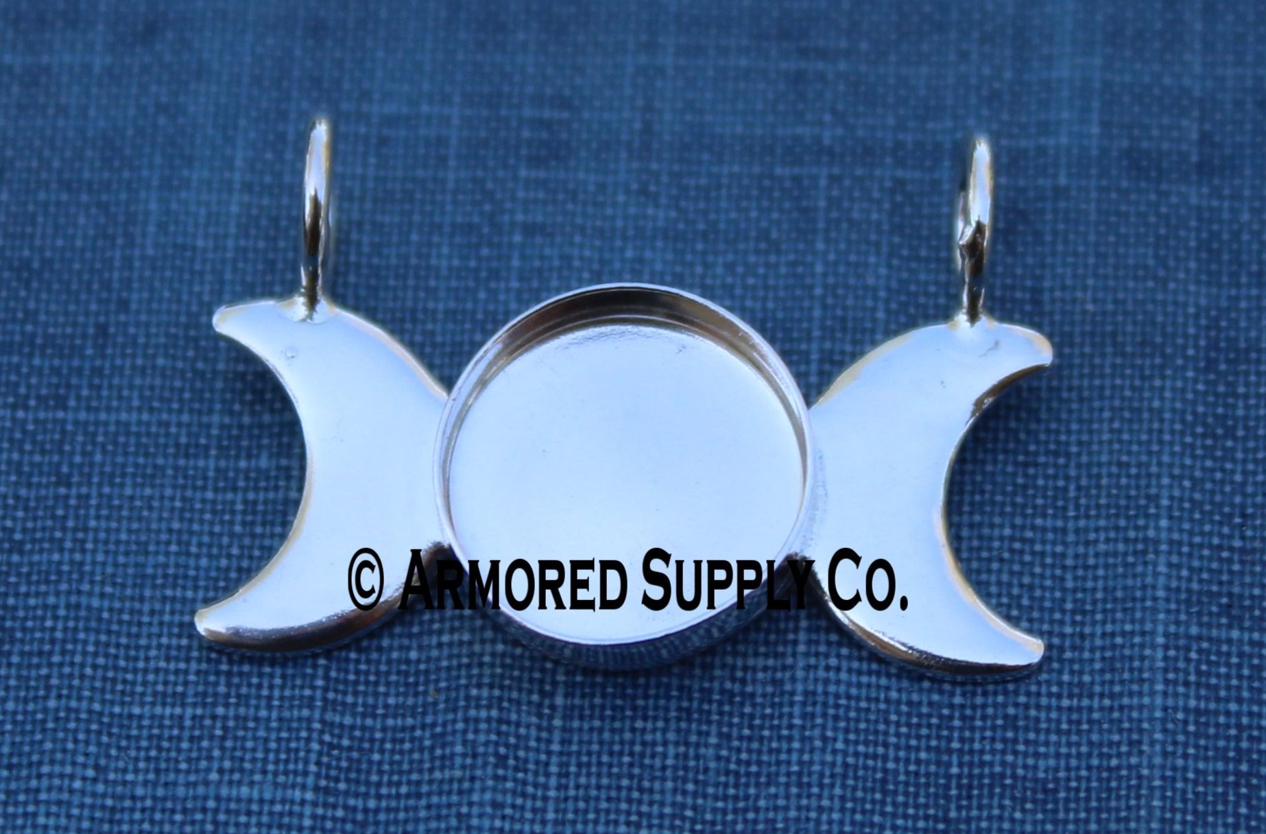 Silver Plain Triple Moon Phase Bezel Cup Pendant Setting