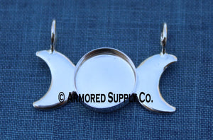 Silver Plain Triple Moon Phase Bezel Cup Pendant Setting