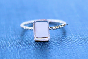 9x7mm Rectangle Bezel Ring Blank Sparkle Ring Band