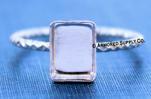 9x7mm Rectangle Bezel Ring Blank Sparkle Ring Band