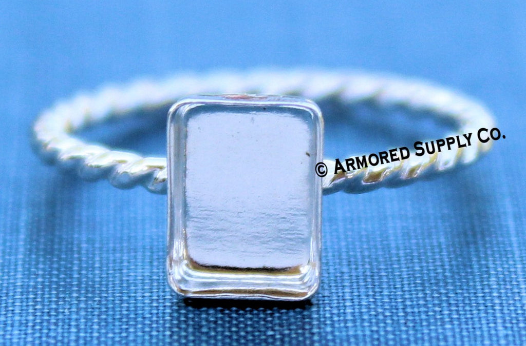 18x13mm Rectangle Bezel Ring Blank ROPE Ring Band