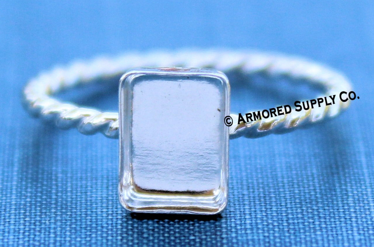 14x10mm Rectangle Bezel Ring Blank ROPE Ring Band
