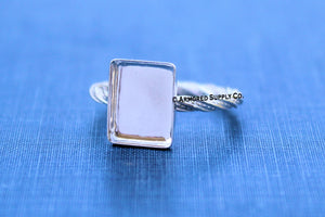 14x10mm Rectangle Bezel Ring Blank DOTTED Ring Band