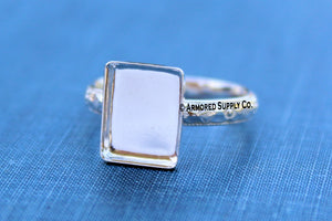 9x7mm Rectangle Bezel Ring Blank FLORAL #1 Ring Band