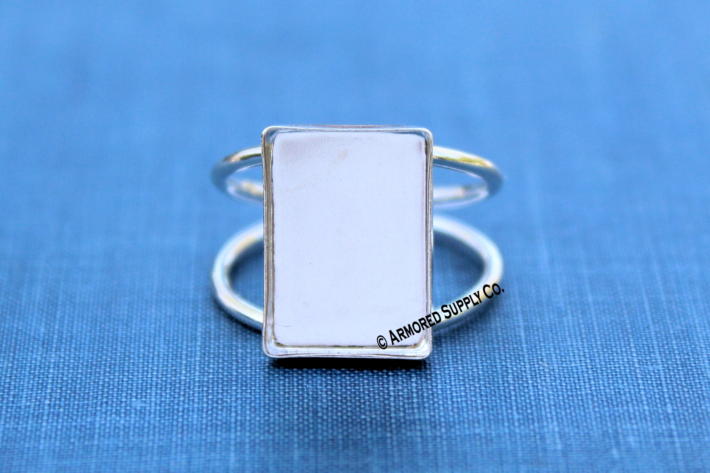 8x6mm Rectangle Bezel Ring Blank DOUBLE Band Ring