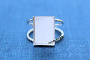18x13mm Rectangle Bezel Ring Blank DOUBLE Band Ring