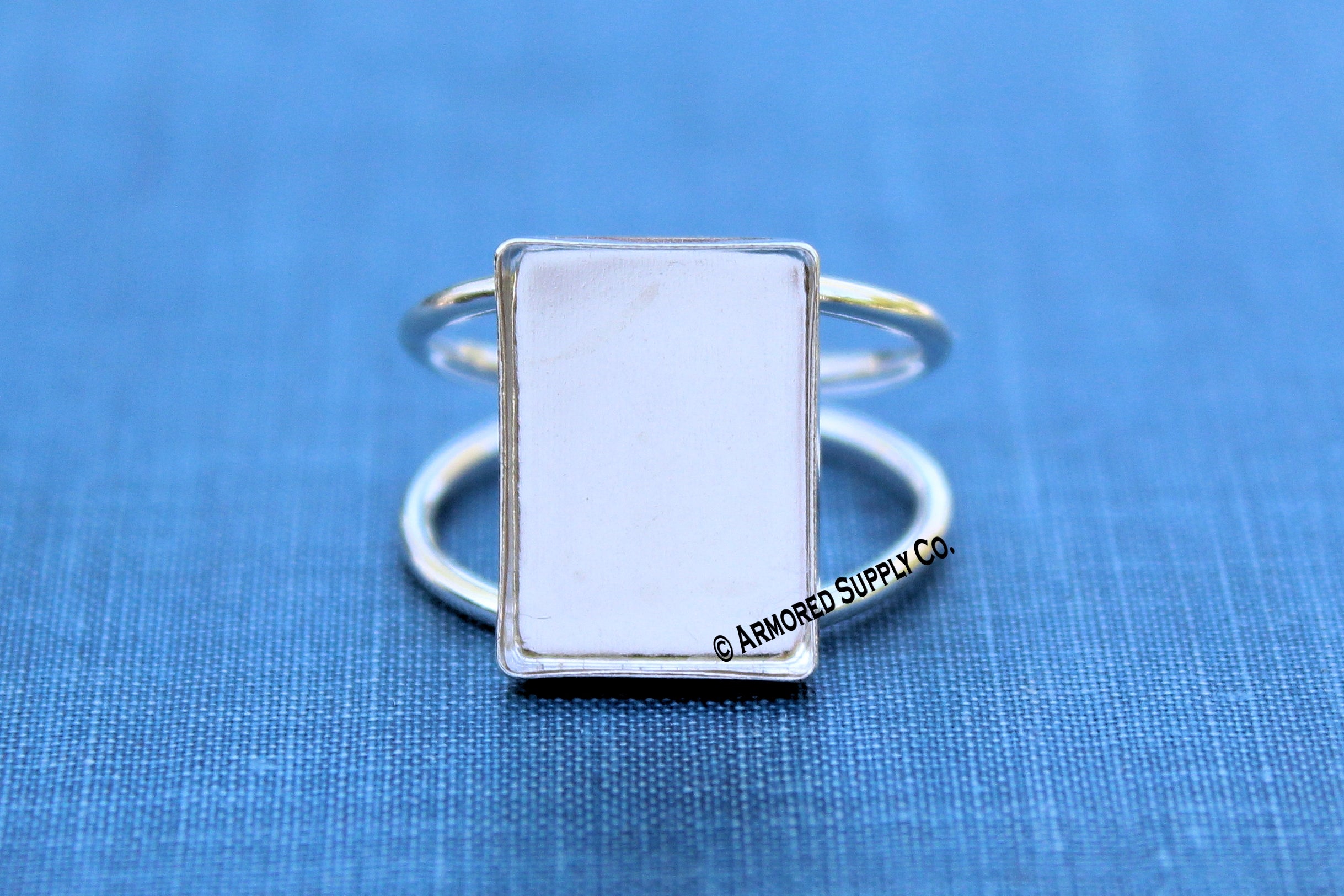 14x10mm Rectangle Bezel Ring Blank DOUBLE Band Ring