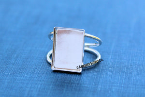 14x10mm Rectangle Bezel Ring Blank DOUBLE Band Ring