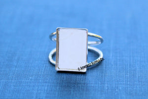 18x13mm Rectangle Bezel Ring Blank DOUBLE Band Ring