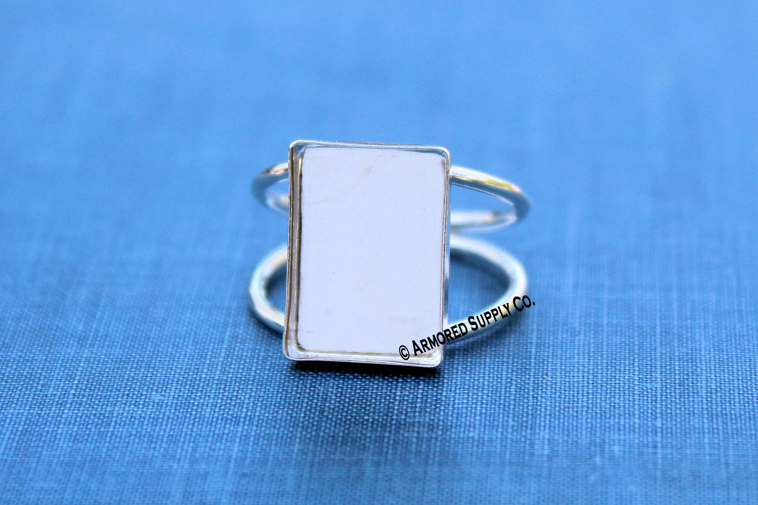 14x10mm Rectangle Bezel Ring Blank DOUBLE Band Ring