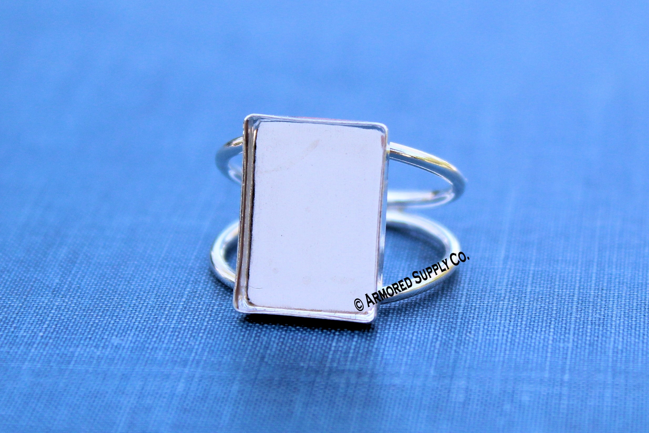 18x13mm Rectangle Bezel Ring Blank DOUBLE Band Ring