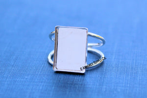 18x13mm Rectangle Bezel Ring Blank DOUBLE Band Ring