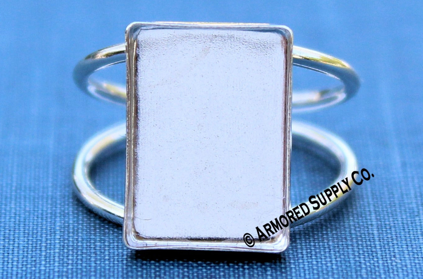 18x13mm Rectangle Bezel Ring Blank DOUBLE Band Ring