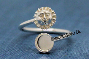 8mm Bezel Sterling Silver Smiling Sun Wrap Bypass Adjustable Ring blank