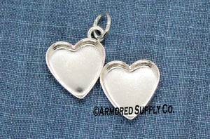 Staggered Double Heart Bezel Pendant Blank Mounting