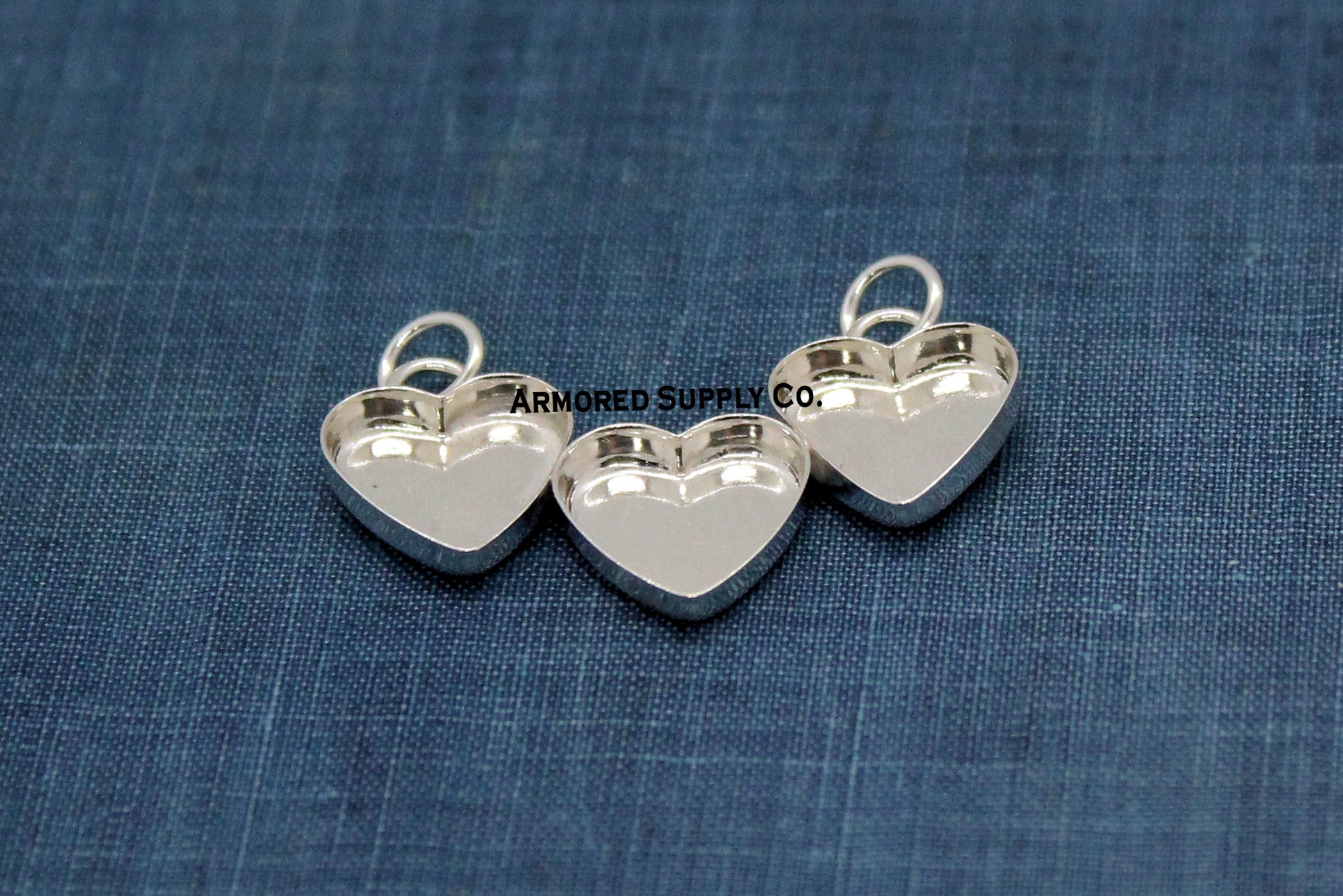 Triple Staggered Heart Bezel Pendant Blank Mounting Silver