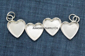 Four Staggered Heart Bezel Pendant Blank Mounting Silver