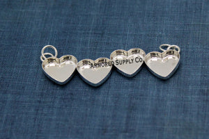 Four Staggered Heart Bezel Pendant Blank Mounting Silver