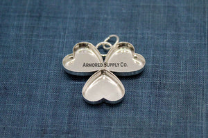 Three Leaf Clover Triple Heart Bezel Pendant Blank Mounting Silver