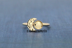 Yellow Gold Cratered Crescent Moon Bezel Cup Ring blank