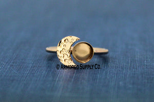 Rose Gold Cratered Crescent Moon Bezel Cup Ring blank