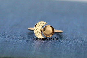 Rose Gold Cratered Crescent Moon Bezel Cup Ring blank