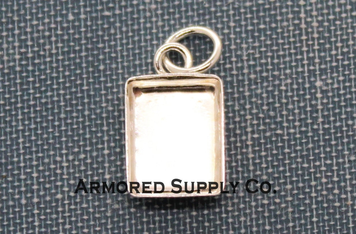 Silver Rectangle Bezel Pendant Blank Mounting