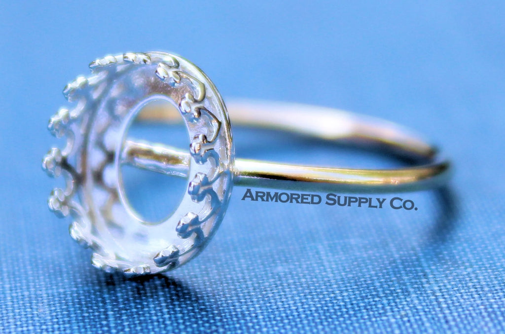 MIXED METALS Gold & Silver 10x8mm Oval Crown Bezel Ring Blank
