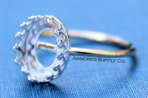 MIXED METALS Gold & Silver 14x10mm Oval Crown Bezel Ring Blank