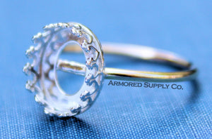 MIXED METALS Gold & Silver 9x7mm Oval Crown Bezel Ring Blank