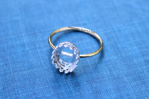 MIXED METALS Gold & Silver 14x10mm Oval Crown Bezel Ring Blank