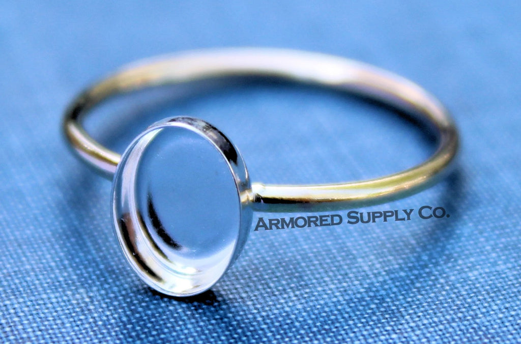 MIXED METALS Gold & Silver 8x6mm Oval Bezel Ring Blank