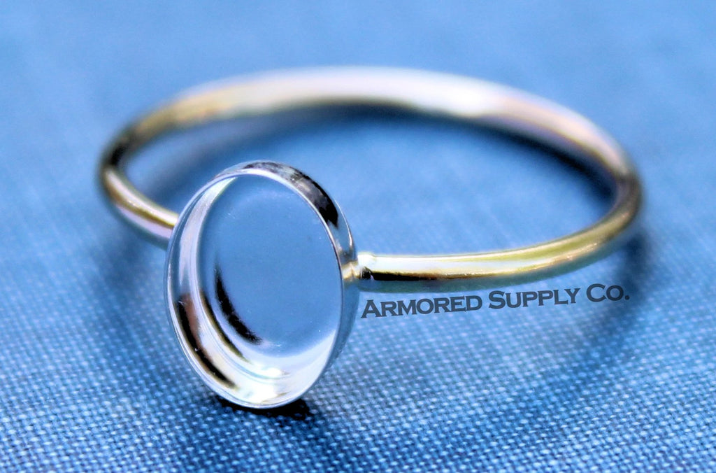 MIXED METALS Gold & Silver 9x7mm Oval Bezel Ring Blank