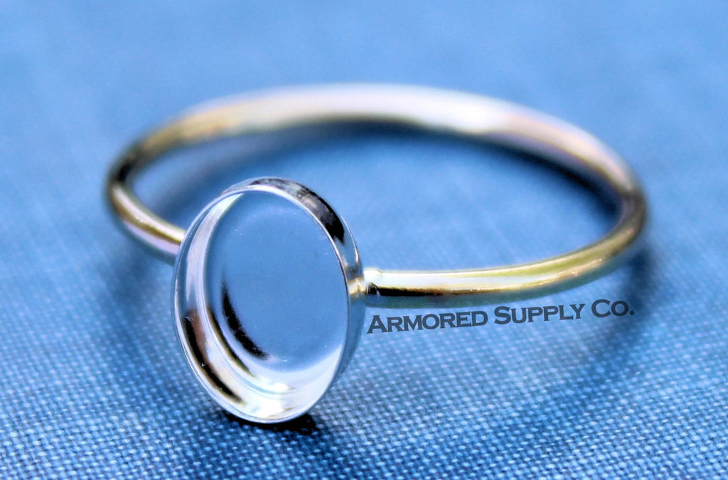 MIXED METALS Gold & Silver 12x10mm Oval Bezel Ring Blank